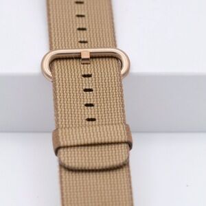 Apple Watch Woven Nylon Band Rose Gold colored Buckle 42mm Dark & light Brown